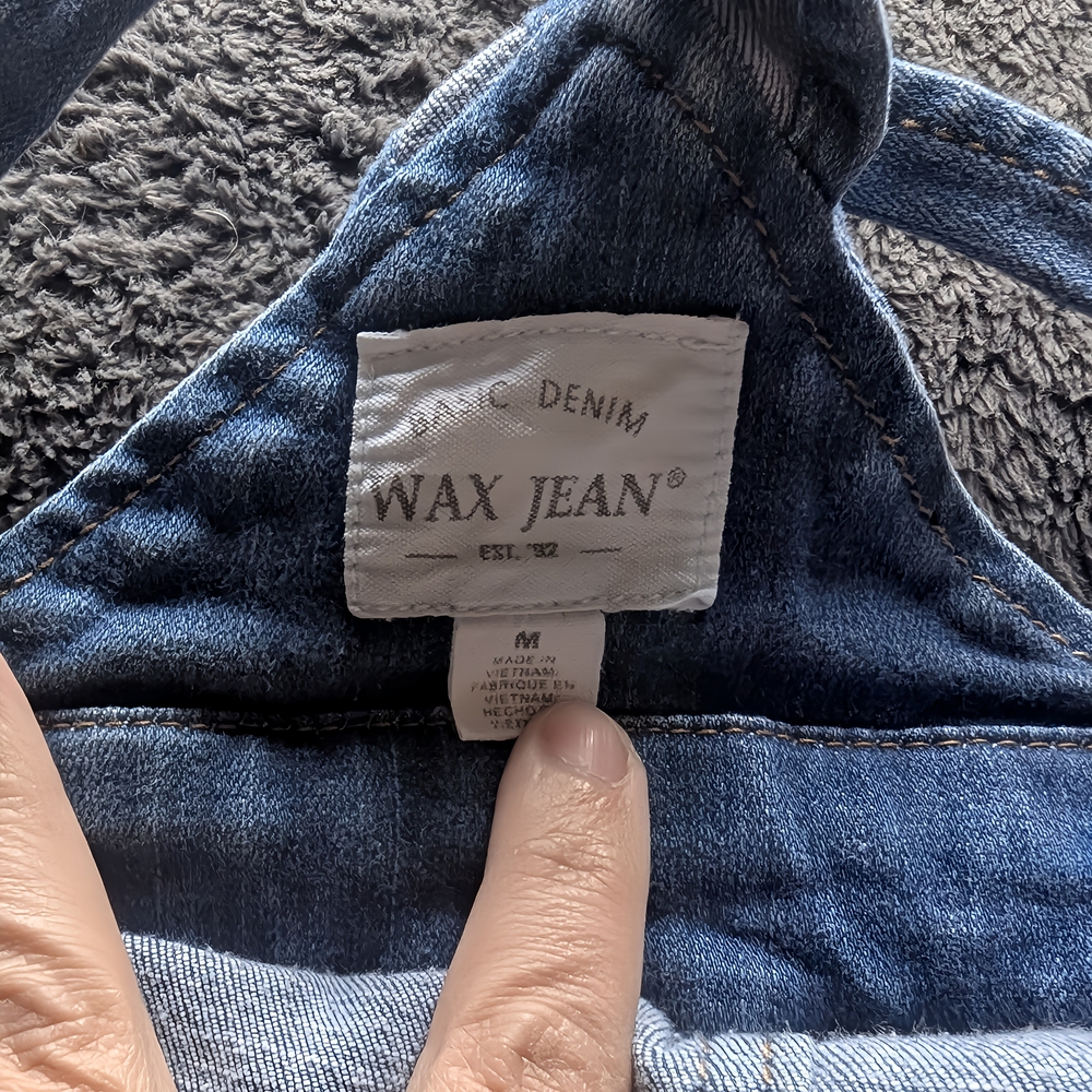 Distressed Blue Denim Overalls - Picture 3 of 4